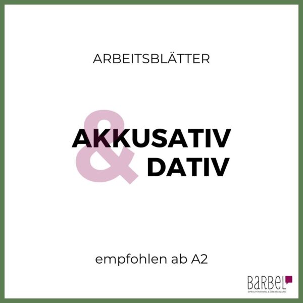 Hier findest du Arbeitsblätter zu Akkusativ und Dativ für das Niveau A2