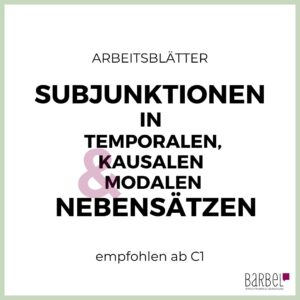 Hier findest du Arbeitsblätter zu Subjunktionen, die in temporalen, kausalen oder modalen Nebensätzen verwendet werden können